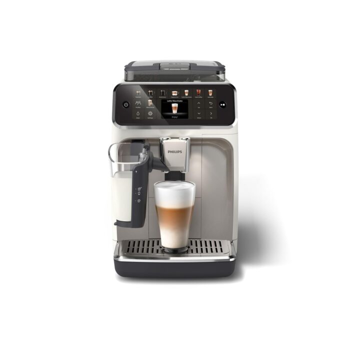 Philips Serie 5500 Kaffeevollautomat – LatteGo Milchsystem, 20 heiße und kalte Kaffeespezialitäten, 40% leiser mit SilentBrew, QuickStart, Schwarz/Grau (EP5544/50)