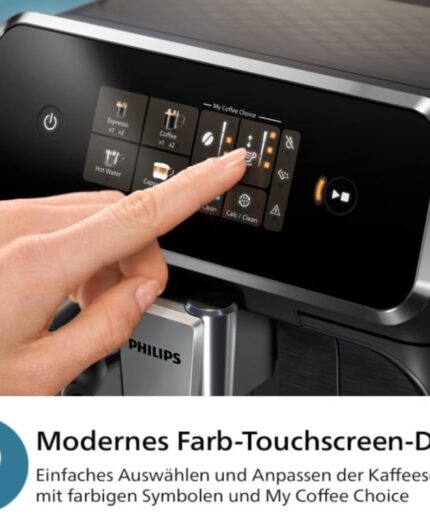 Philips 2300 Series Kaffeevollautomat - 4 Getränke, Modernes Farb-Touchscreen-Display, LatteGo-Milchsystem, SilentBrew, 100% Keramikmahlwerk, AquaClean Filter, Mattschwarz (EP2330/10)