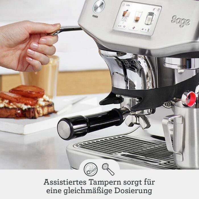 Sage - The Barista Touch Impress - Kaffeemaschine mit automatischer Milchaufschäumung, integriertem Mahlwerk & Cold Brew-Funktion - Intelligente Dosierung, assistiertes Tampern - Gebürsteter Edelstahl