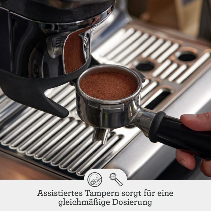 Sage - The Barista Express Impress - Kaffeemaschine mit manuellem Milchaufschumer & integriertem Mahlwerk - Intelligente Dosierung, 25 Mahlgradeinstellungen - Gebrsteter Edelstahl