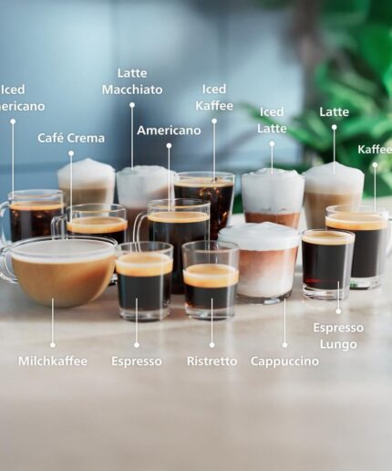 Philips Serie 5500 Kaffeevollautomat – LatteGo Milchsystem, 20 heiße und kalte Kaffeespezialitäten, 40% leiser mit SilentBrew, QuickStart, Schwarz/Grau (EP5544/50)