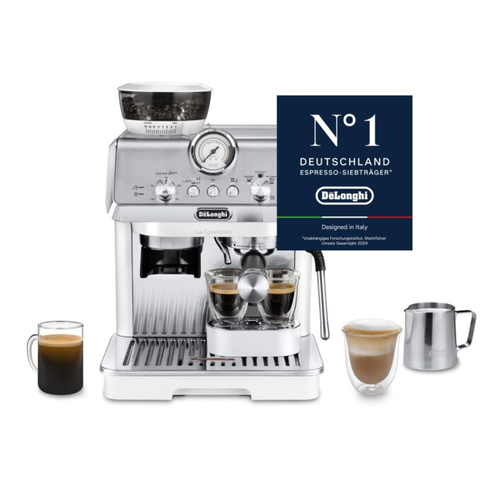 De’Longhi La Specialista Touch - Perfetto Siebträgermaschine Espressomaschine mit Mahlwerk, 10 Getränke, Cold Brew, automatische und manuelle Milchaufschäumung, Touchscreen, Metall (EC9455.M)