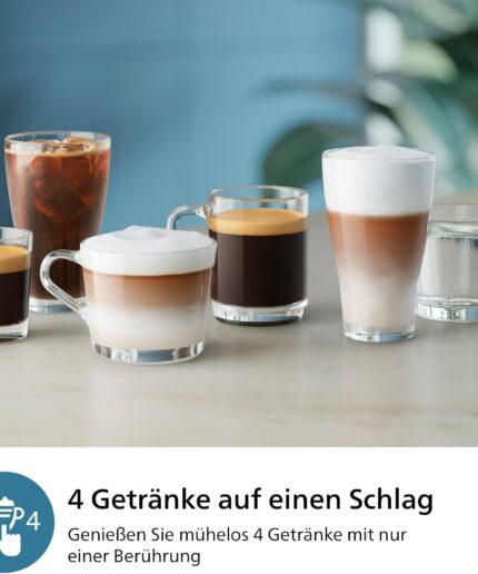 Philips 2300 Series Kaffeevollautomat - 4 Getränke, Modernes Farb-Touchscreen-Display, LatteGo-Milchsystem, SilentBrew, 100% Keramikmahlwerk, AquaClean Filter, Mattschwarz (EP2330/10)