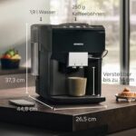 Siemens Kaffeevollautomat EQ500 classic, farbiges TFT-Display, 5 Kaffee- und Milchgetränke, Doppeltassenfunktion, einfache Reinigung, entnehmbare Brüheinheit, mit Milchschlauch, Schwarz, TP511E19