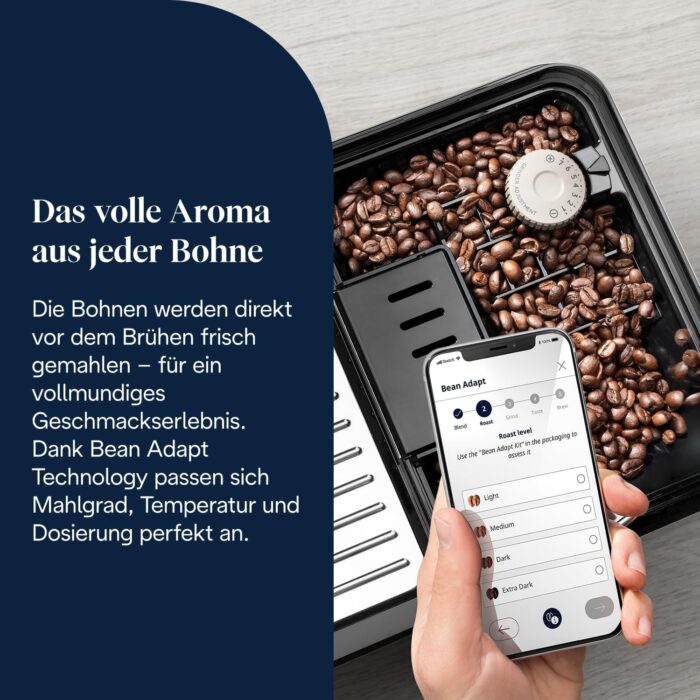 De’Longhi Eletta Explore - Perfetto Kaffeevollautomat mit LatteCrema-Milchaufschäumer, 50 Getränke inklusive Cold Brew auf Knopfdruck, farbiges Touch-Display, Dunkelgrau (ECAM452.67.G)