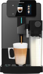 Cecotec Cremmaet Latte Touch Kaffeevollautomat, 19 bar, Thermoblock, 12 Getränke, 4 Profile, Wasser 1,1 l und 400 ml Milch, TFT-Display, konische Mühle, automatische Reinigung, höhenverstellbar
