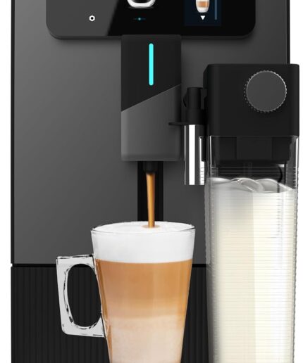 Cecotec Cremmaet Latte Touch Kaffeevollautomat, 19 bar, Thermoblock, 12 Getränke, 4 Profile, Wasser 1,1 l und 400 ml Milch, TFT-Display, konische Mühle, automatische Reinigung, höhenverstellbar