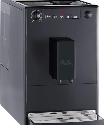 Melitta Solo - Kaffeevollautomat mit höhenverstellbarem Auslauf, kleine Kaffeemaschine mit abnehmbarem Wassertank, für z. B. Espresso oder Café Crème, pure black