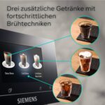 Siemens Kaffeevollautomat EQ700 classic, großes farbiges TFT-Display, 36 Heiß- und Kaltgetränke, Cold Brew, 10 Favoriten, 2-Tassen-Funktion, Steuerung per App, autom. Reinigungsystem, Silber, TP715E17