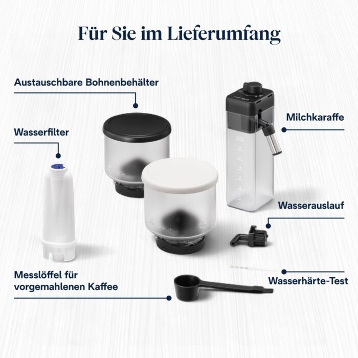 De’Longhi Rivelia - Perfetto Kaffeevollautomat mit LatteCrema-Milchaufschäumer, 16 One-Touch-Getränke, farbiges Touch-Display, austauschbare Bohnenbehälter, Weiß (EXAM440.55.W)