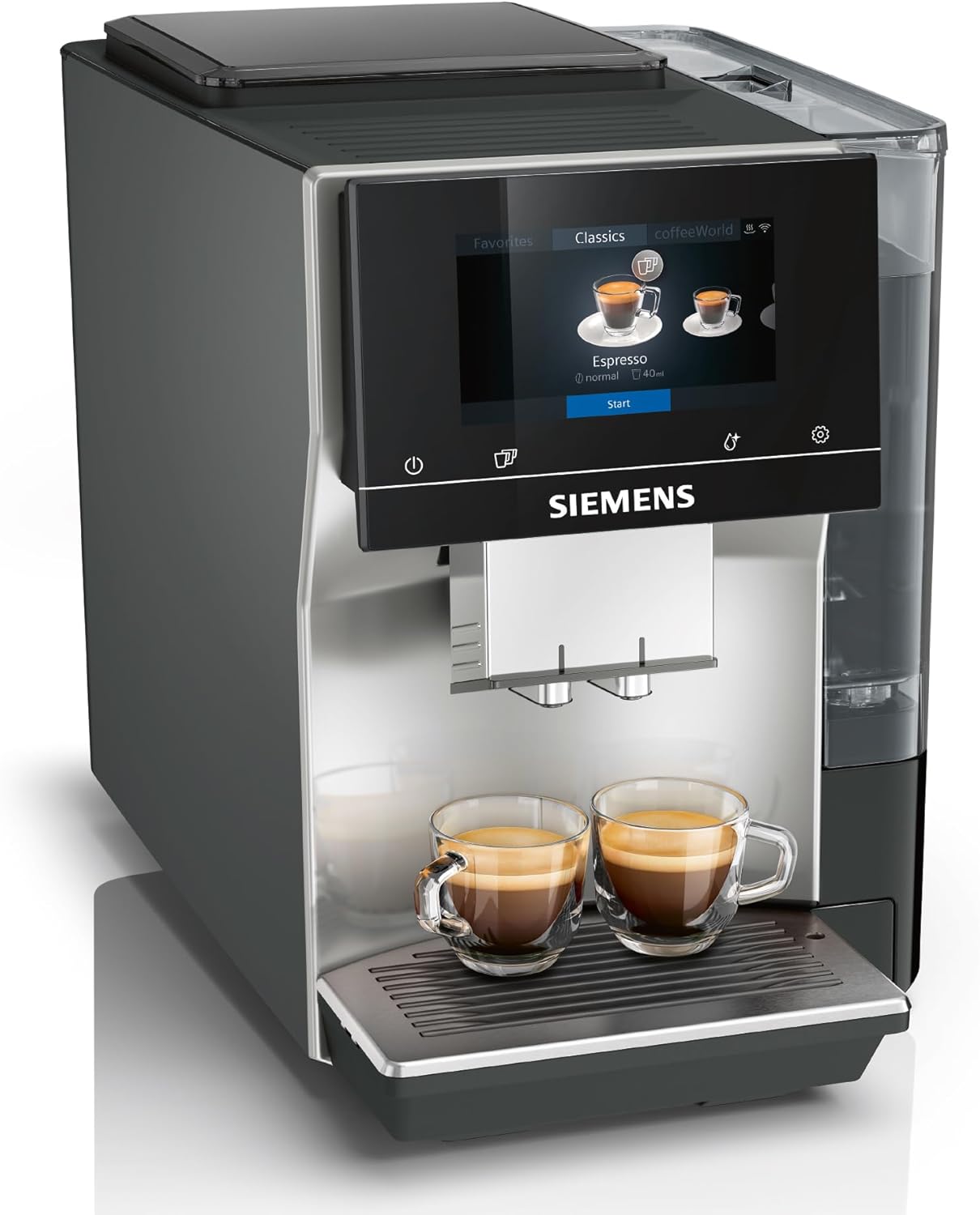71wpzg94UbL._AC_SL1500 Siemens Kaffeevollautomat EQ700 classic, großes farbiges TFT-Display, 36 Heiß- und Kaltgetränke, Cold Brew, 10 Favoriten, 2-Tassen-Funktion, Steuerung per App, autom. Reinigungsystem, Silber, TP715E17