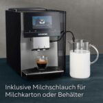 Siemens Kaffeevollautomat EQ700 classic, großes farbiges TFT-Display, 36 Heiß- und Kaltgetränke, Cold Brew, 10 Favoriten, 2-Tassen-Funktion, Steuerung per App, autom. Reinigungsystem, Silber, TP715E17