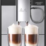 Melitta Latticia OT - Kaffeevollautomat mit Milchsystem, Kaffeemaschine mit Mahlwerk für z. B. Kaffee oder Cappuccino, silber/schwarz