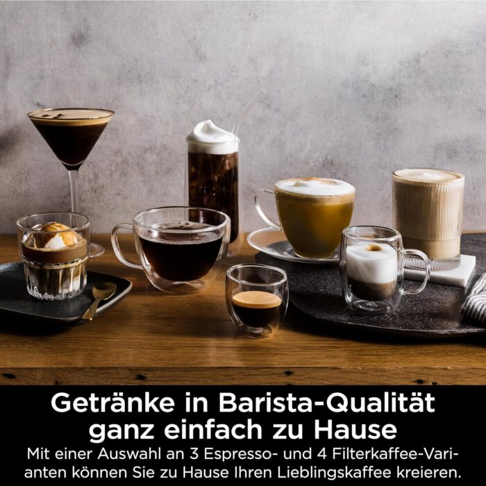 Ninja Luxe Premier 3-in-1 Kaffeemaschine, für Espresso, Cold Brew & Filterkaffee, 4 automatische Schaumeinstellunge, Grau-Metall, ES601EUGM