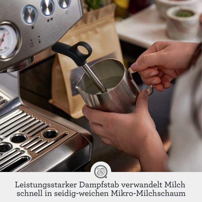 Sage - The Barista Express Impress - Kaffeemaschine mit manuellem Milchaufschumer & integriertem Mahlwerk - Intelligente Dosierung, 25 Mahlgradeinstellungen - Gebrsteter Edelstahl
