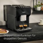 Siemens Kaffeevollautomat EQ500 classic, farbiges TFT-Display, 5 Kaffee- und Milchgetränke, Doppeltassenfunktion, einfache Reinigung, entnehmbare Brüheinheit, mit Milchschlauch, Schwarz, TP511E19