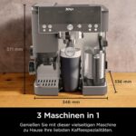 Ninja Luxe Premier 3-in-1 Kaffeemaschine, für Espresso, Cold Brew & Filterkaffee, 4 automatische Schaumeinstellunge, Grau-Metall, ES601EUGM