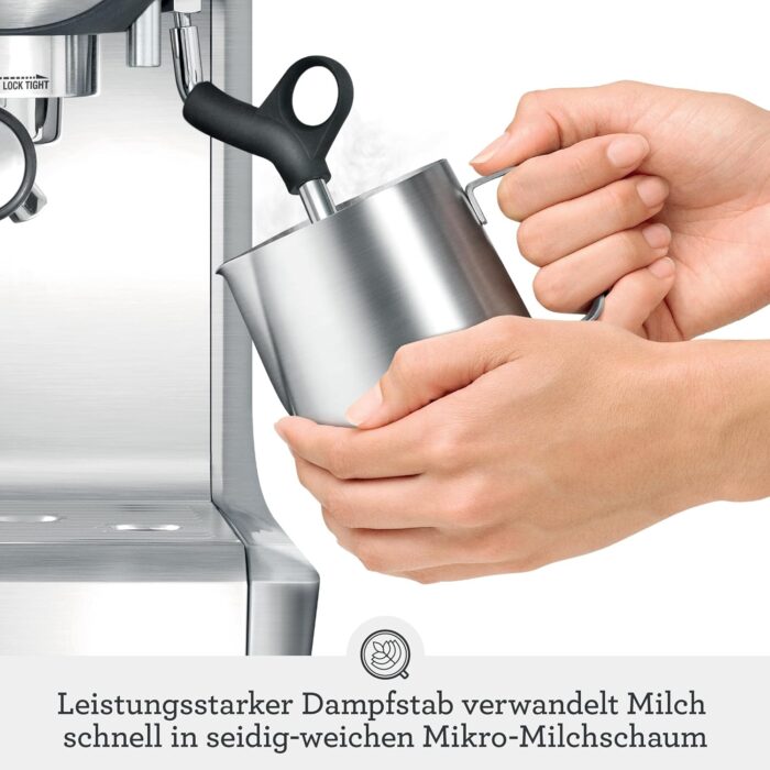 Sage - The Barista Express - Kaffeemaschine mit manuellem Milchaufschäumer & Mahlwerk - Automatisches Mahlen, individueller Milchschaum - Schwarzer Trüffel, Milchkännchen mit Temperaturregelung